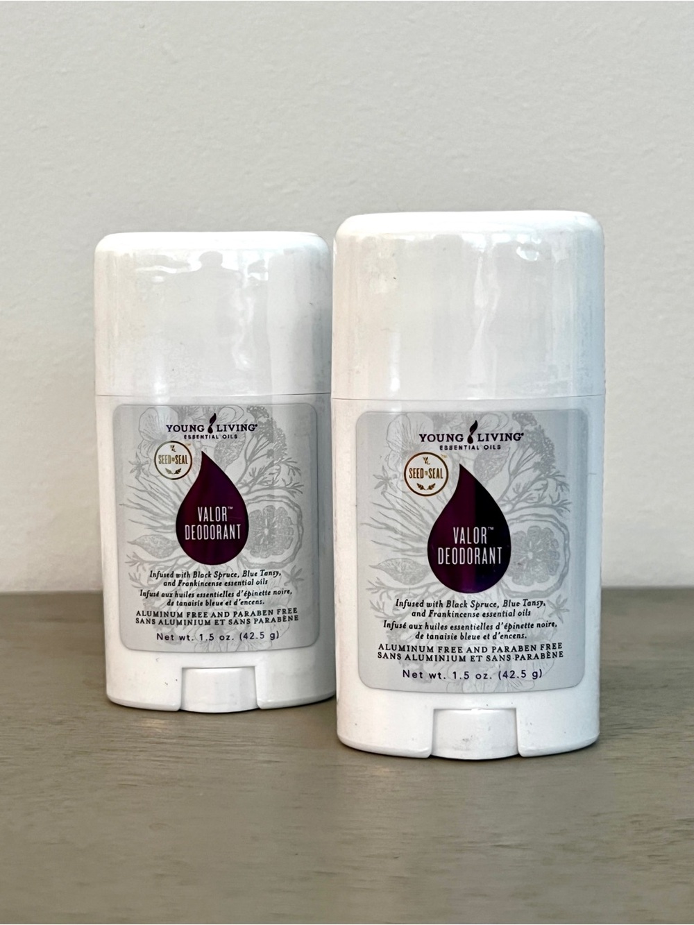 2 Young Living Valor Deodorants 1.5 oz Aluminum Free